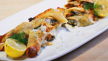 Naleśniki z rybą i szpinakiem